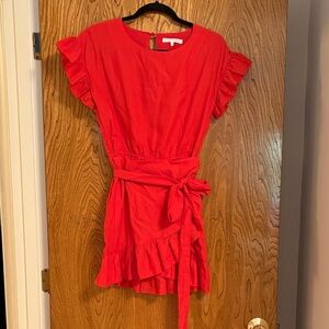 Women’s Etophe Stufios Red Ruffle Sleeve Tie Dress Size Small